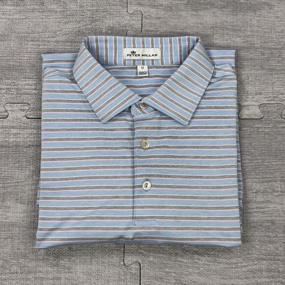 Peter Millar Summer Comfort Polo M Denton Country Club DCC Striped Blue Preppy - Picture 8 of 9